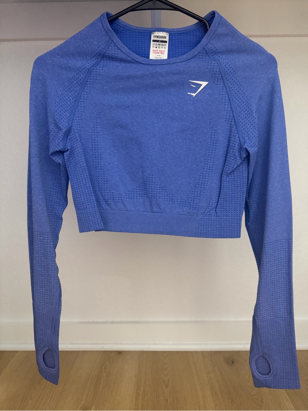 NWOT Gymshark Women's Long Sleeve Cropped Seamless Top - Blue